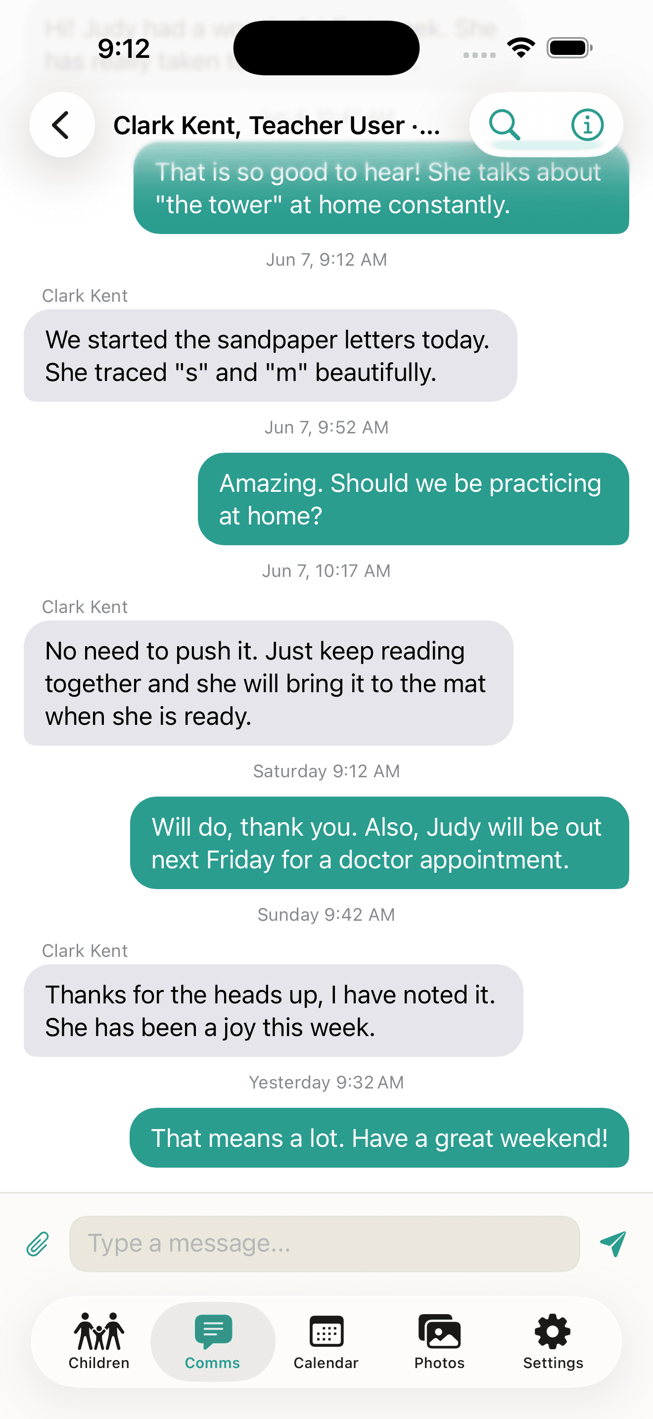 Message teachers directly.