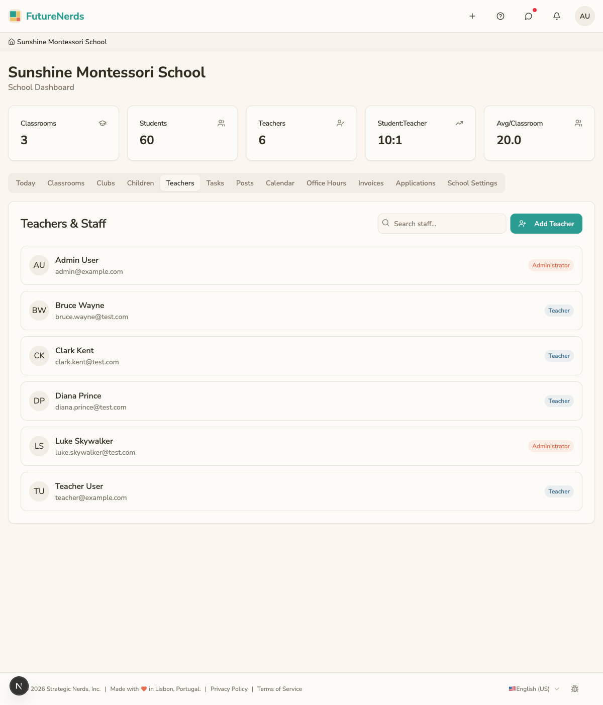 Add teachers