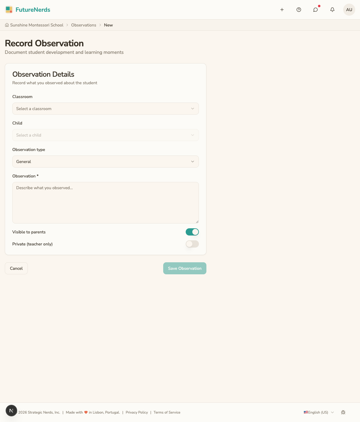 Record an observation
